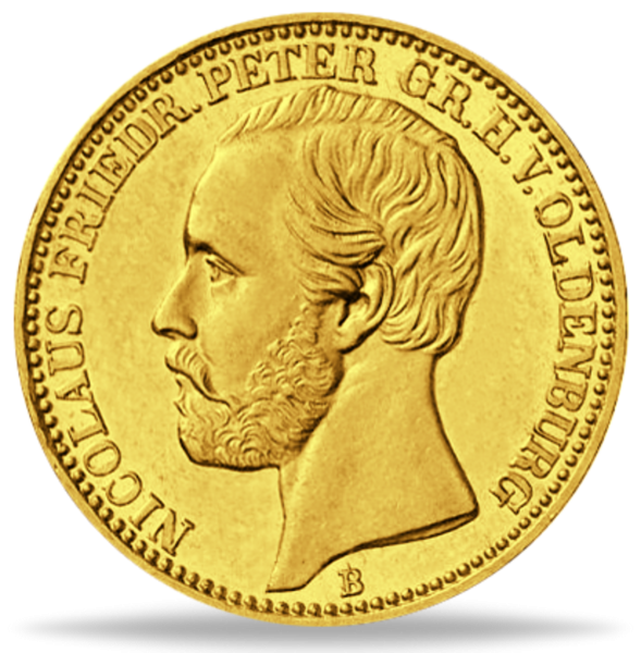 Oldenburg, 10 Mark 1874 Nikolaus Friedrich Peter Gold - Münze Vorderseite