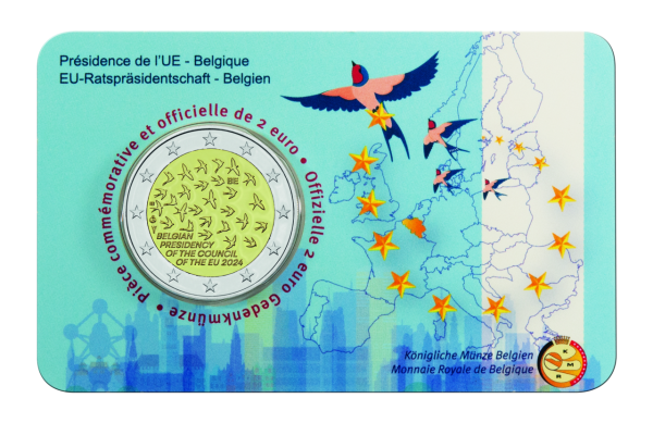 2 Euro EU-Ratspräsidentschaft, 2024, wallo. Coincard - Blister Vorderseite