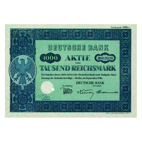 Aktie 1000 Reichsmark Deutsche Bank Berlin