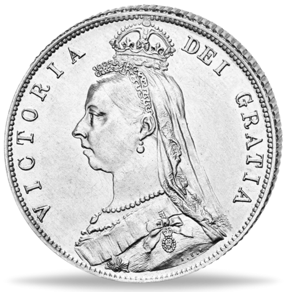 Großbritannien, 1/2 Crown 1887-1892 Victoria mit Krone - Münze Vorderseite