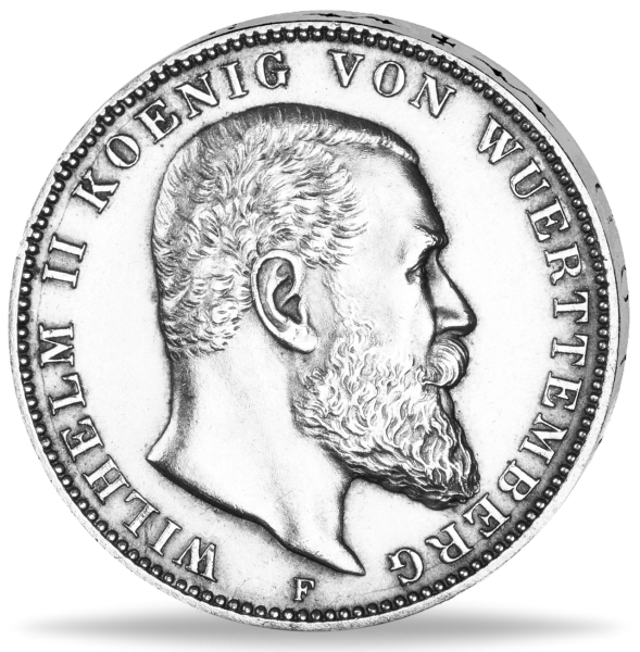 Württemberg 3 Mark „König Wilhelm II.“ 1908-14 - Münze Vorderseite