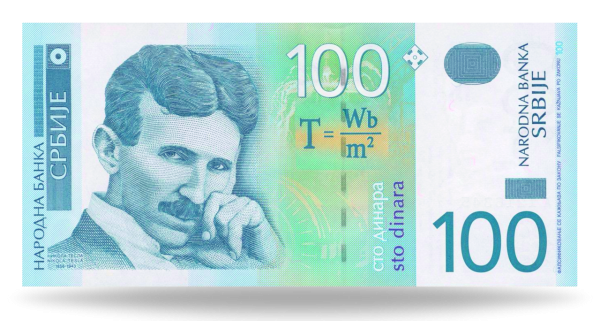 100 Din Banknote Nikola Tesla - Vorderseite