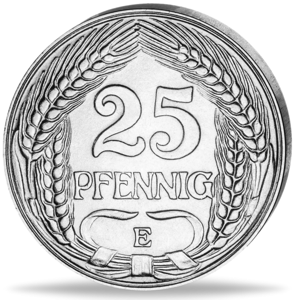 25 Pfennig „Großer Adler - E“ 1910 Stempelglanz - Münze Vorderseite