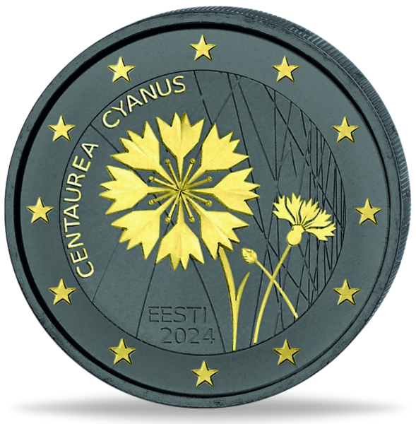 Estland, 2 Euro Kornblume, 2024, Enigma-Edition - Münze Vorderseite