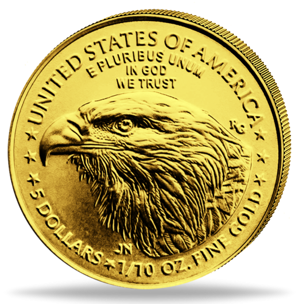 5 US-Dollar 1/10oz American Eagle - Goldmünze Vorderseite