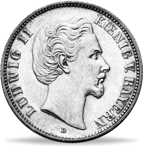 Bayern, 2 Mark „König Ludwig II.“ - 1883 - Silber - Münze Vorderseite