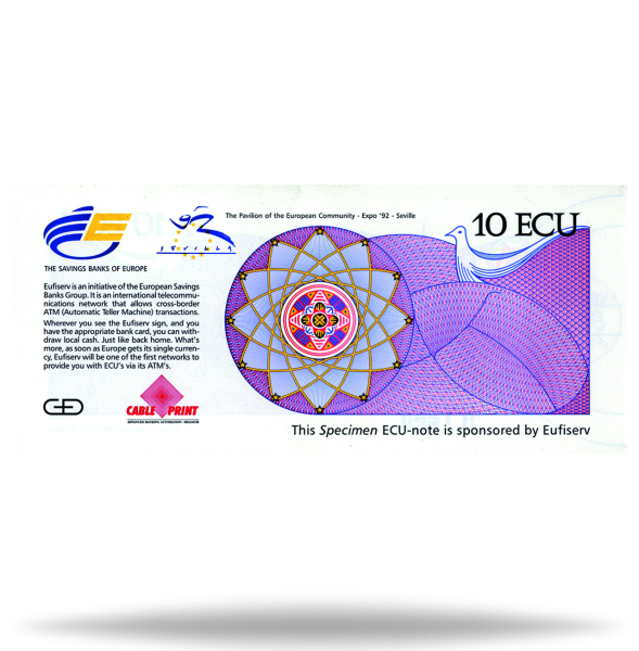 Spanien, 10 ECU Sevilla - Banknote, 1992 Rückseite