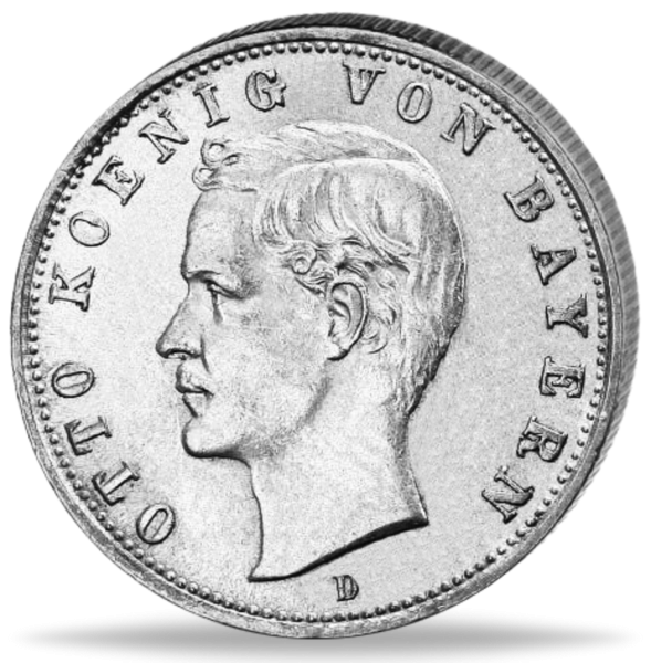 Königreich Bayern, 2 Mark 1891-1913 (J.45), König Otto I. - Münze Vorderseite