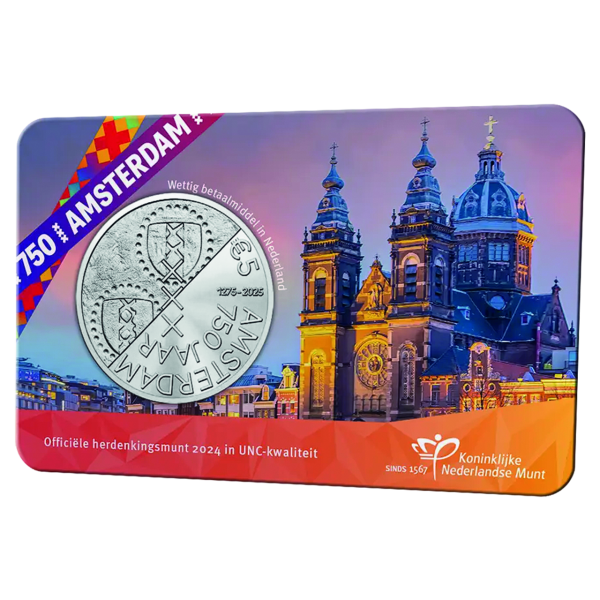 5 Euro 750 Jahre Amsterdam, Niederlande, 2024 Coincard