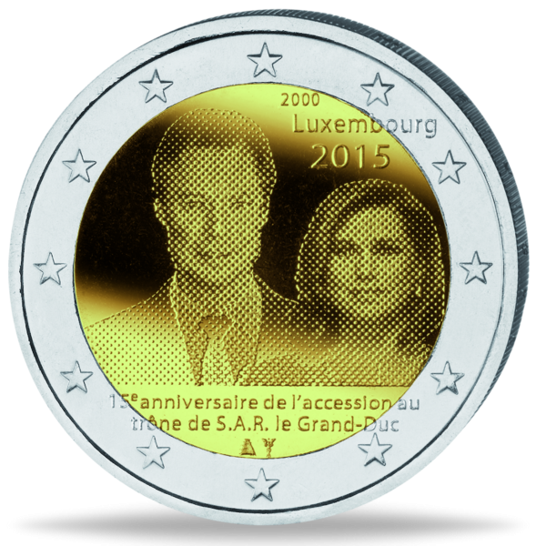 2 Euro 15 Jahre Thronjubilaeum Henri - Münze Vorderseite