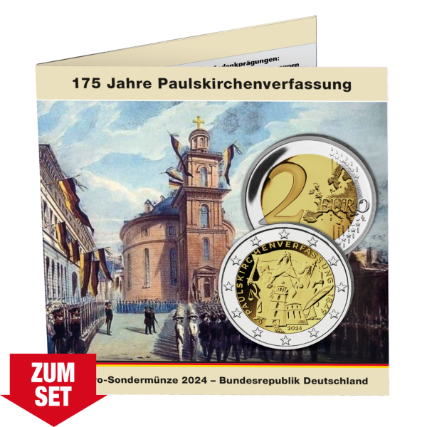 5x 2 Euro Paulskirchenverfassung, 2024, A-J, im Album - Blister