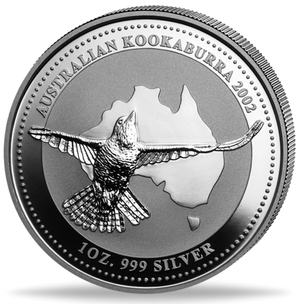 Australien 1 Dollar Kookaburra 1 Unze Silber 2002 - Vorderseite Münze