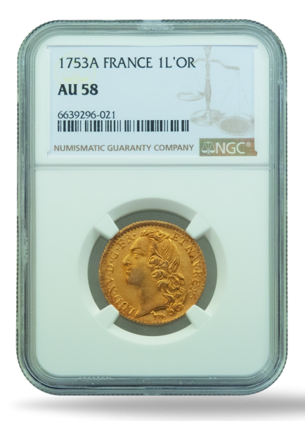 Frankreich, König Ludwig XV., Louis d'or 1753 A (NGC AU 58) - Vorderseite Slab