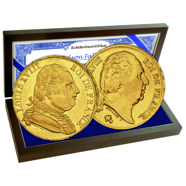 Frankreich, 2er-Satz 2x 20 Francs Ludwig XVIII. - Gold Kassette