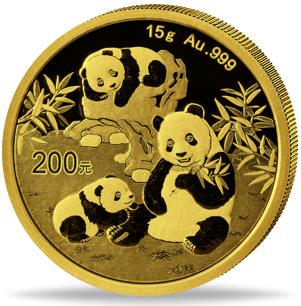 China 200 Yuan Panda 15 g Gold 2025 - Münze Vorderseite