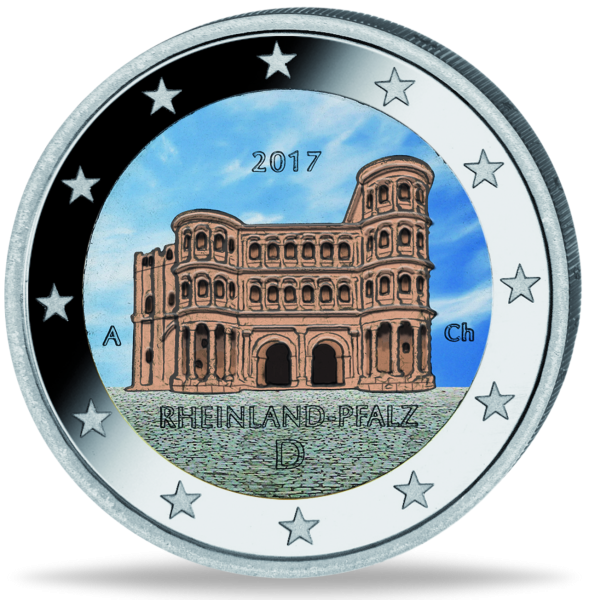 2 Euro Porta Nigra Farbe - Vorderseite Münze