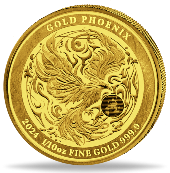 Niue 25 Dollar Phoenix 1/10 Unze Gold 2024 - Münze Vorderseite