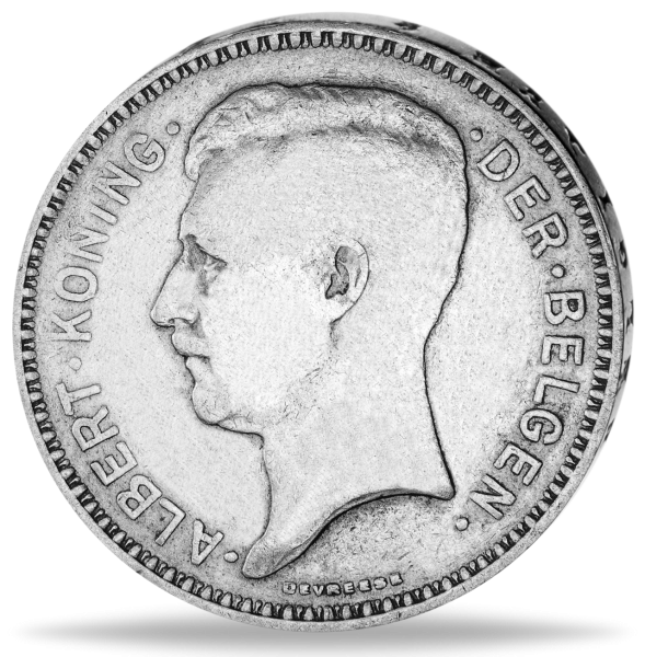 Königreich Belgien 20 Bfr. 1934 König Albert I. - Silber - Münze Vorderseite