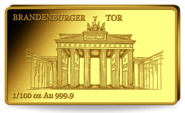 1 100 Unze Gold Brandenburger Tor - Vorderseite Barren