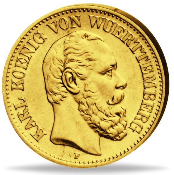 5 Mark Karl - Vorderseite historische Goldmünze