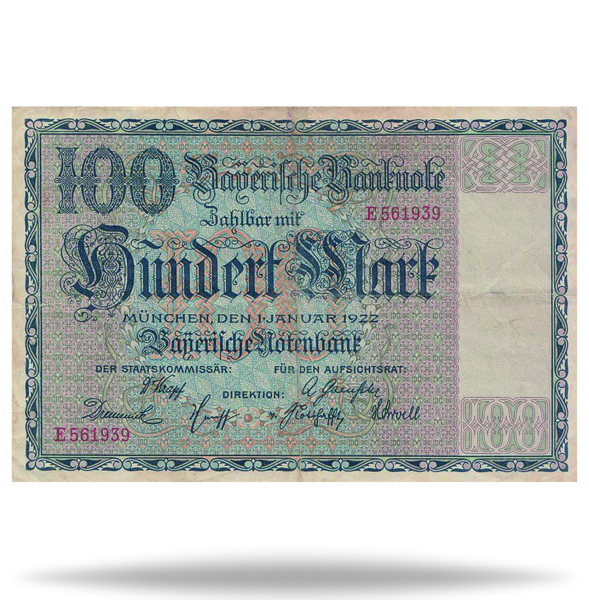 Deutsches Reich, 100 Mark 1922, Bayerische Notenbank - Banknote - Vorderseite