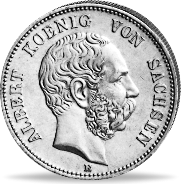 Königreich Sachsen, 2 Mark 1876-1888 Albert I. Jaeger 121 - Münze Vorderseite