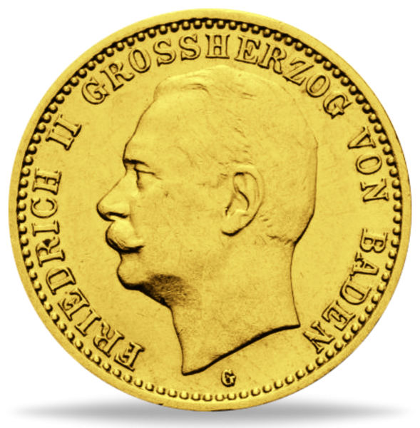 Baden, 10 Mark „Großherzog Friedrich II.“ 1913 - Gold - Münze Vorderseite