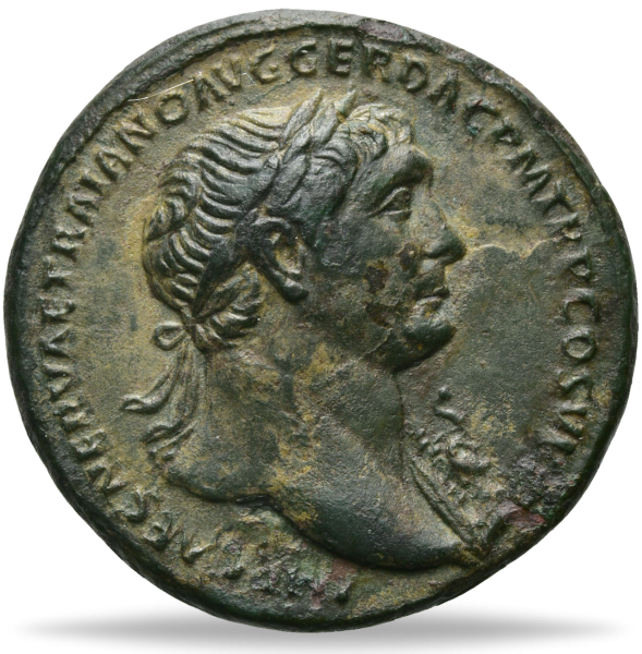 Römisches Reich, AE As 103-111, Kaiser Trajan Münze Vorderseite