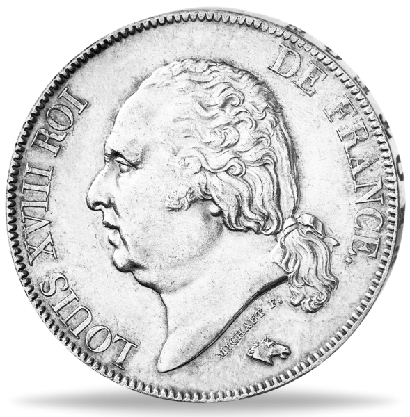 5 FF „Ludwig XVIII.“ Silber - Münze Vorderseite