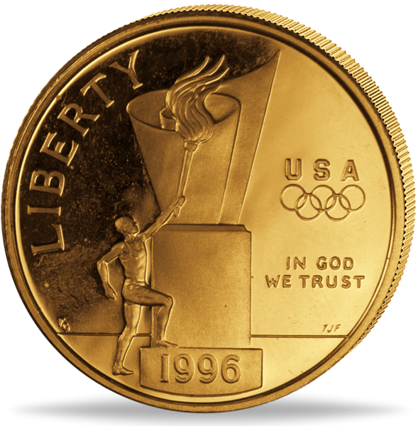 USA, 5 Dollar Entzündung der Flamme 1996, Gold PP - Münze Vorderseite