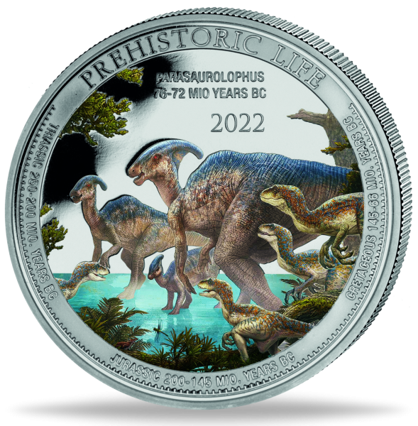 20 Francs Parasauropholus - Vorderseite Farbmünze