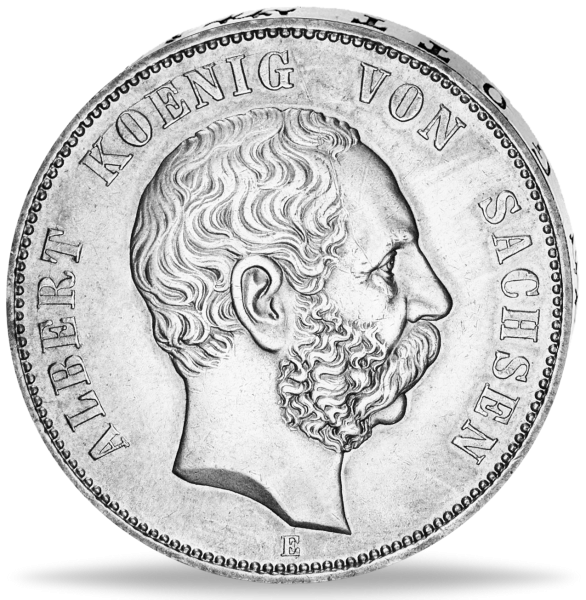 Sachsen 5 Mark „König Albert“ 1875- Silber - Münze Vorderseite