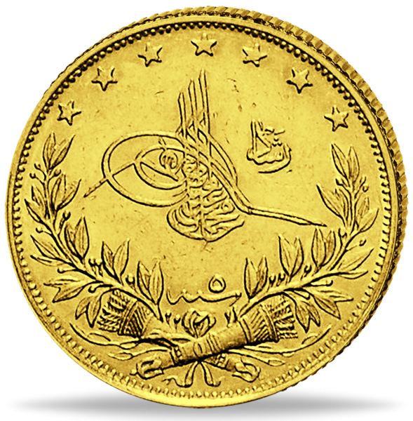 Türkei, 100 Kurush Piaster (Blutschrift) - Gold - Münze Vorderseite