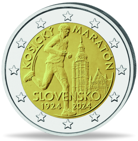 Slowakei, 2 Euro Marathonlauf in Kosice, 2024, bfr. - Münze Vorderseite