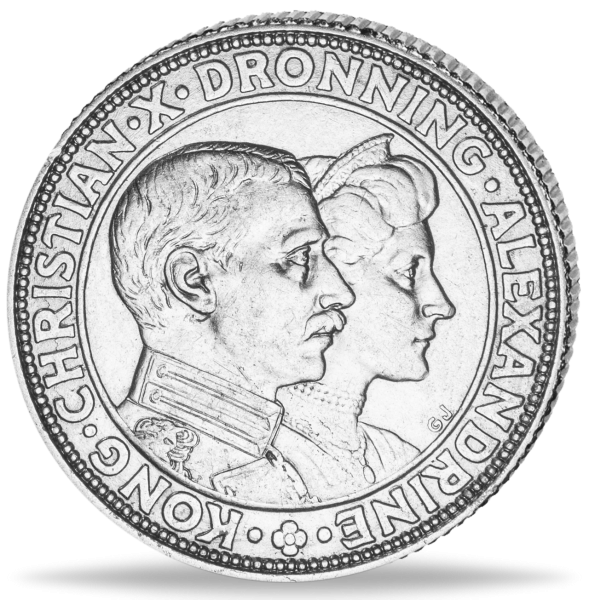 Dänemark, 2 Kronen 1923, König Christian X. - Silber - Münze Vorderseite