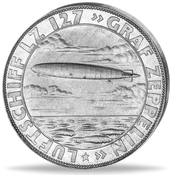 Gedenkprägung 1928, 100. Todestag von Graf von Zeppelin - Münze Vorderseite