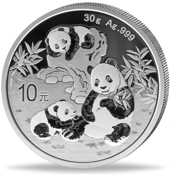 China 10 Yuan Panda 300g Silber 2025 - Münze Vorderseite