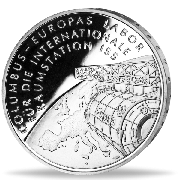 10 Euro Columbus Internationale Raumstation ISS - Vorderseite Münze