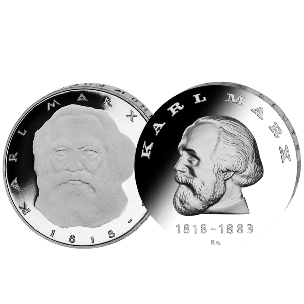 5 Deutsche Mark + 20 Mark Karl Marx - Satzbild