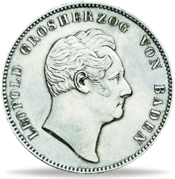 Doppeltaler 1845-1852, Großherzog Leopold Thun 26 - Silber - Münze Vorderseite