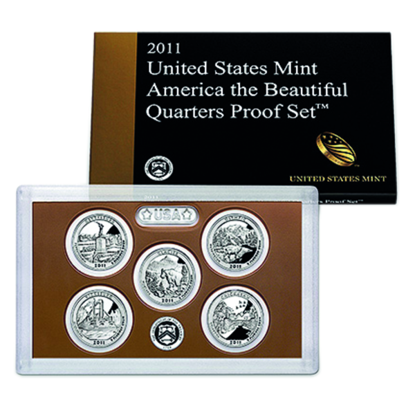 5 x 1/4 US-Dollar America the Beautiful 2011 - Sammelmappe