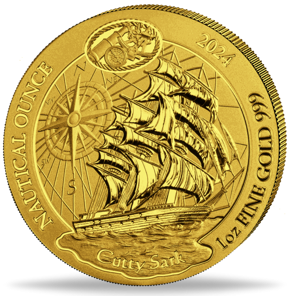 Ruanda 100 RWF Cutty Sark Nautical Ounce 1 Unze Gold 2024 - Münze Vorderseite