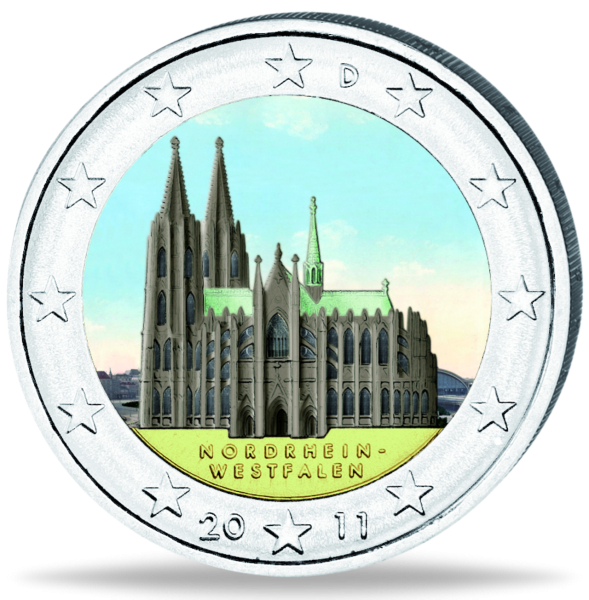 2 E Kölner Dom farbig - Münze Vorderseite