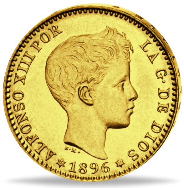 20 Pesetas_Alfonso_XIII - Vorderseite Münze