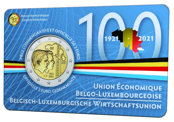 2 Euro 100 Jahre BLEU Coincard FR wallonisch - Vorderseite Münze