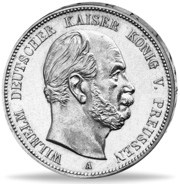 Königreich Preußen 5 Mark „Kaiser Wilhelm I.“ 1876 - Silber - Münze Vorderseite