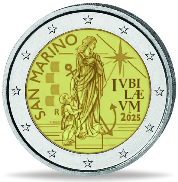 San Marino, 2 Euro Heiliges Jahr, 2025, bfr. in Coincard - Münze Vorderseite