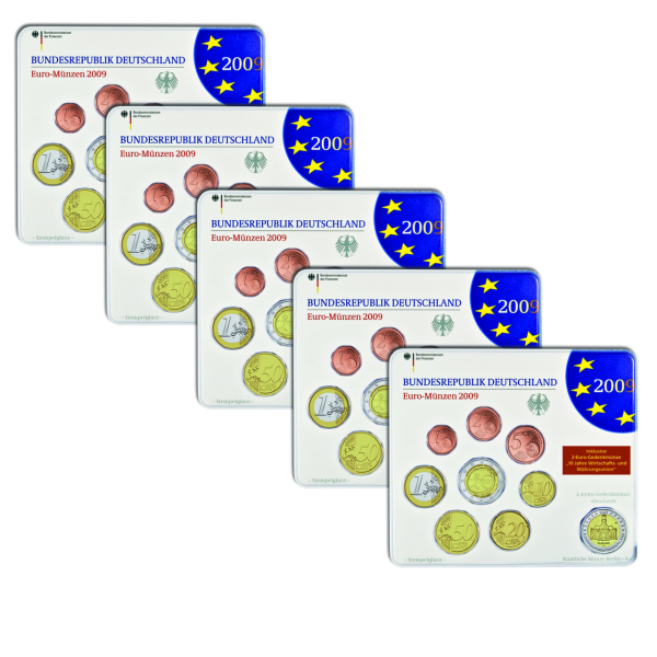 5x 5,88 Euro-Kursmünzensatz „BRD - 2009 St“ - Satzbild