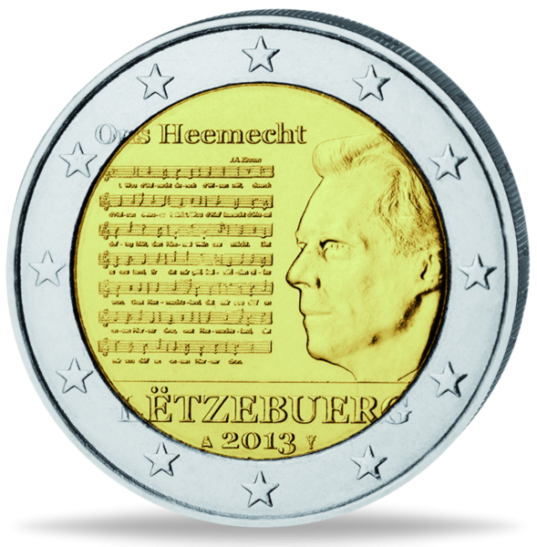 2 Euro Hymne des Großherzogtums - Münze Vorderseite