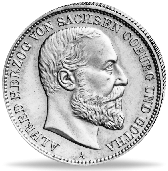 Sachsen-Coburg und Gotha 2 Mark Herzog Alfred 1895 - Silber - Münze Vorderseite